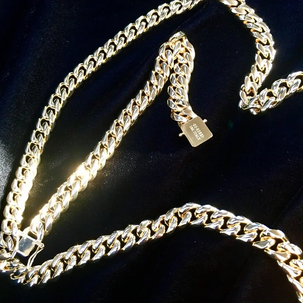 DE ROSSI CUBAN LINK 18K GOLD NEW CHAIN MADE IN ITALY *****LIFETIME WARRANTY*****
